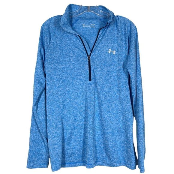 Under Armour Blue Sweatshirt Pullover Zip Athleisure Athletic Large - Picture 1 of 7